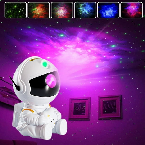 Astronauta con proyector de estrellas, galaxia